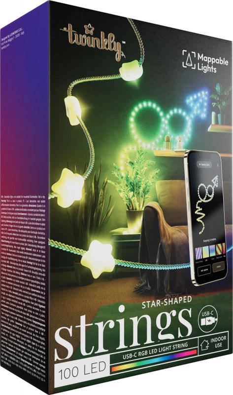 Гірлянда Smart LED Twinkly Strings Star RGB 100 IP20 6м USB-C кабель прозорий без БЖ