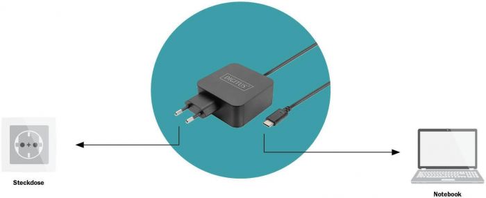 Зарядний пристрій DIGITUS notebook USB-C, 65W