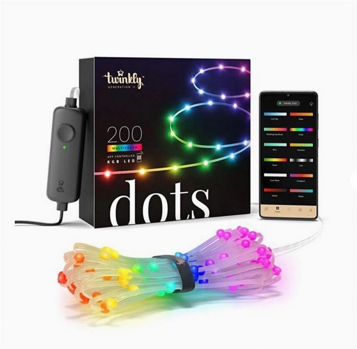 Гірлянда Smart LED Twinkly Dots Lights RGB 200 IP44 10м кабель прозорий