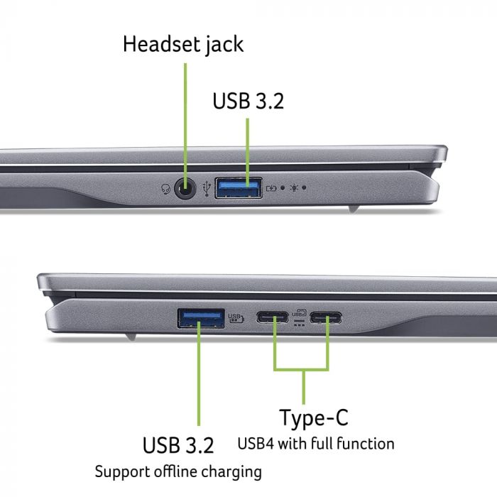 Ноутбук Acer Swift Go 14 AI SFG14-01 14.5" WQXGA IPS, Quallcomm X1P-42100, 16GB, F1TB, UMA, Win11, сірий