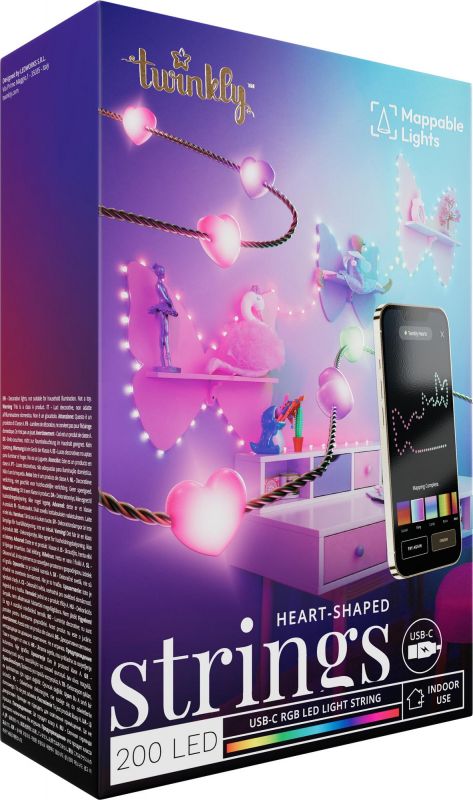 Гірлянда Smart LED Twinkly Candies Heart RGB 200 IP20 12м USB-C кабель зелений без БЖ