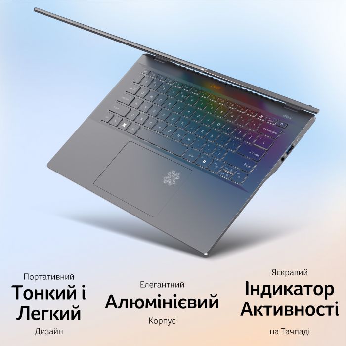 Ноутбук Acer Swift 14 AI SF14-11 14.5" WQXGA IPS, Quallcomm X1P-64-100, 16GB, F1TB, UMA, Win11, сірий