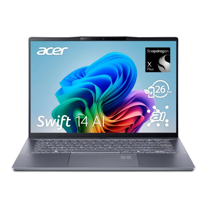 Ноутбук Acer Swift 14 AI SF14-11 14.5" WQXGA IPS, Quallcomm X1P-64-100, 16GB, F1TB, UMA, Win11, сірий