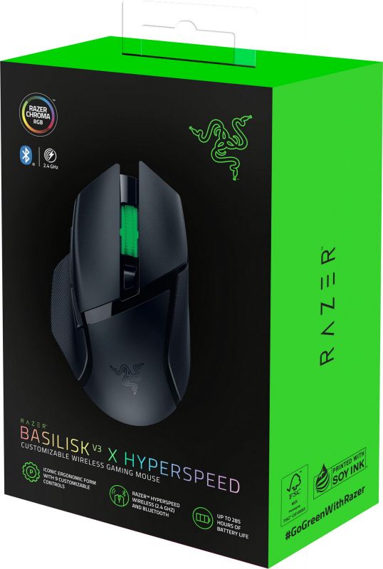 Миша Razer Basilisk V3 X HyperSpeed, RGB, WL/BT, чорний