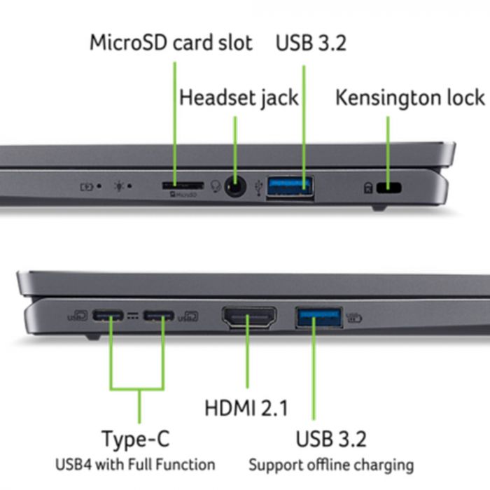 Ноутбук Acer Swift Go 14 SFG14-63 14" 2.8K OLED, AMD R7-8845HS, 32GB, F1TB, UMA, Lin, сірий