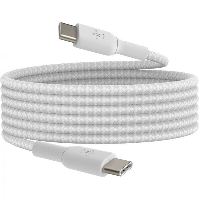 Кабель USB-C > USB-C заряджання/синхронізації Belkin 2м, 60Вт, Type-C, плетений, білий