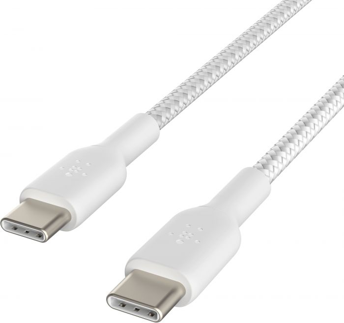 Кабель USB-C > USB-C заряджання/синхронізації Belkin 2м, 60Вт, Type-C, плетений, білий