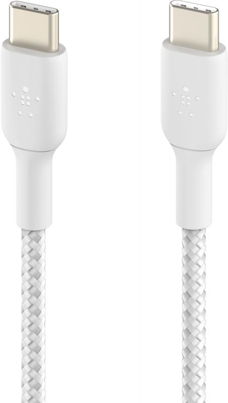 Кабель USB-C > USB-C заряджання/синхронізації Belkin 2м, 60Вт, Type-C, плетений, білий