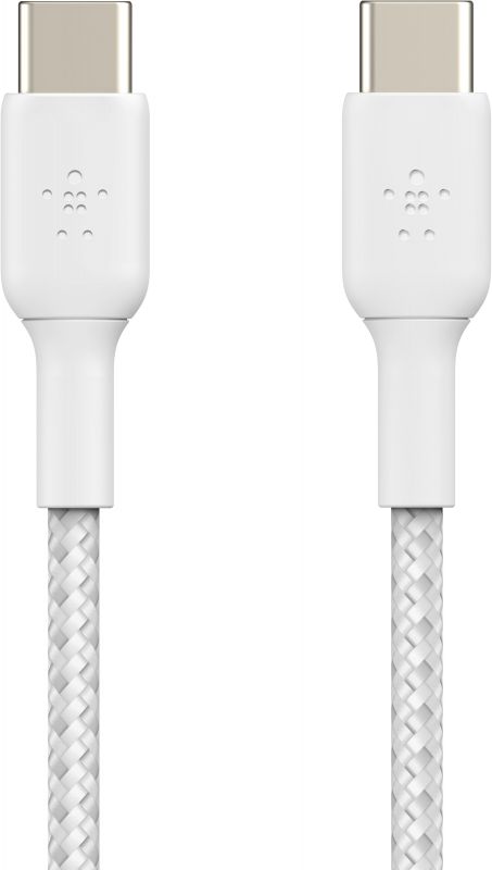 Кабель USB-C > USB-C заряджання/синхронізації Belkin 2м, 60Вт, Type-C, плетений, білий