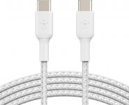 Кабель USB-C > USB-C заряджання/синхронізації Belkin 2м, 60Вт, Type-C, плетений, білий