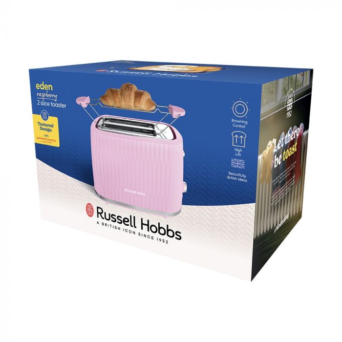 Тостер  Russell Hobbs Eden 800Вт, пластик, підігрів,разморозка, малиновий