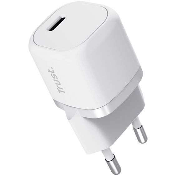 Зарядний пристрій мережевий Trust Maxo 20Вт, USB-C PD, білий