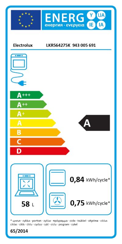 Плита Electrolux електрична склокерамічна, 58л, 50x60см, конвекція, пара, чорний