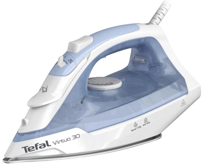 Праска Tefal Virtuo 30, 2000Вт, 240мл, паровий удар -120гр, постійна пара - 27гр, керам. підошва, біло-блакитний