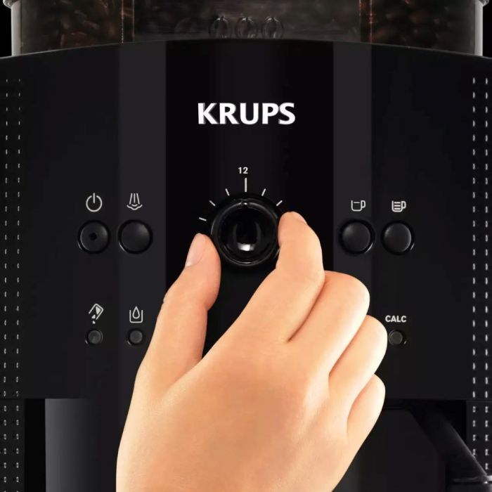 Кавомашина Krups Essential Espresso 1.7л, зерно + мелена, ручний капучинатор, чорний