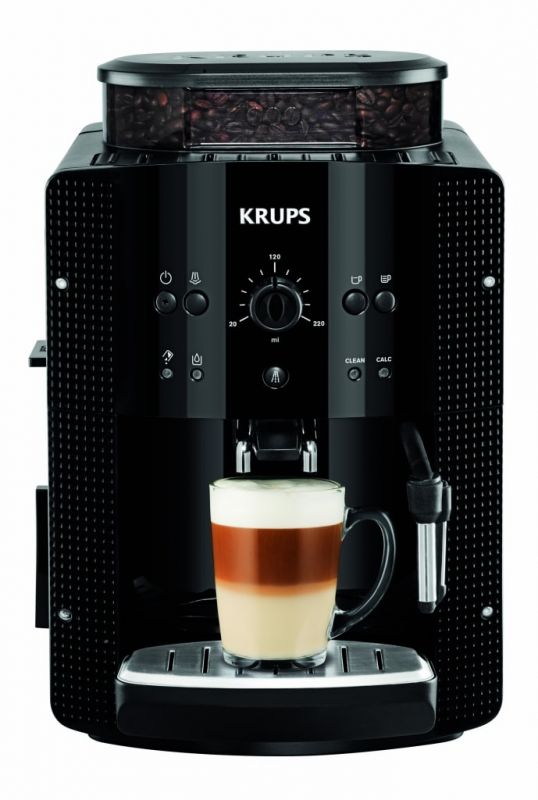 Кавомашина Krups Essential Espresso 1.7л, зерно + мелена, ручний капучинатор, чорний