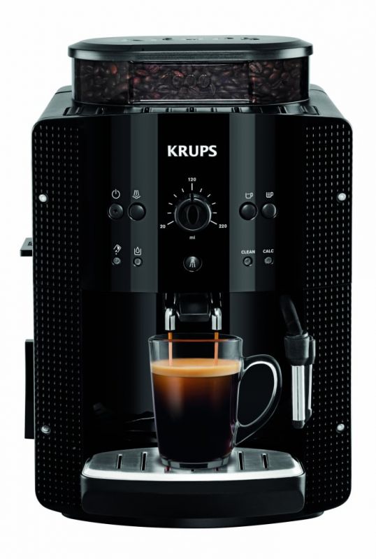 Кавомашина Krups Essential Espresso 1.7л, зерно + мелена, ручний капучинатор, чорний