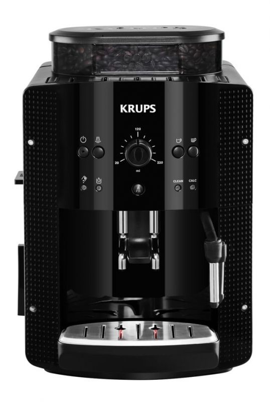 Кавомашина Krups Essential Espresso 1.7л, зерно + мелена, ручний капучинатор, чорний