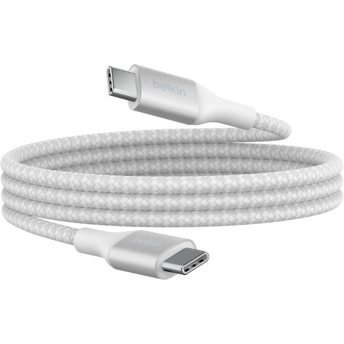 Кабель USB-C > USB-C заряджання/синхронізації Belkin 2м, 240Вт, Type-C, плетений, білий