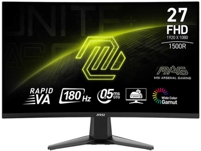 Монітор MSI 27" MAG 27C6F 2xHDMI, DP, Audio, VA, 180Hz, 0.5ms, sRGB 93%, CURVED, AdaptiveSync