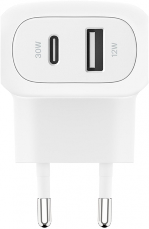 Зарядний пристрій мережевий Belkin 42Вт USB-C PD PPS 30Вт, USB-A 12Вт, білий