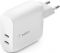Зарядний пристрій мережевий Belkin 40Вт 2хUSB-С PD, білий
