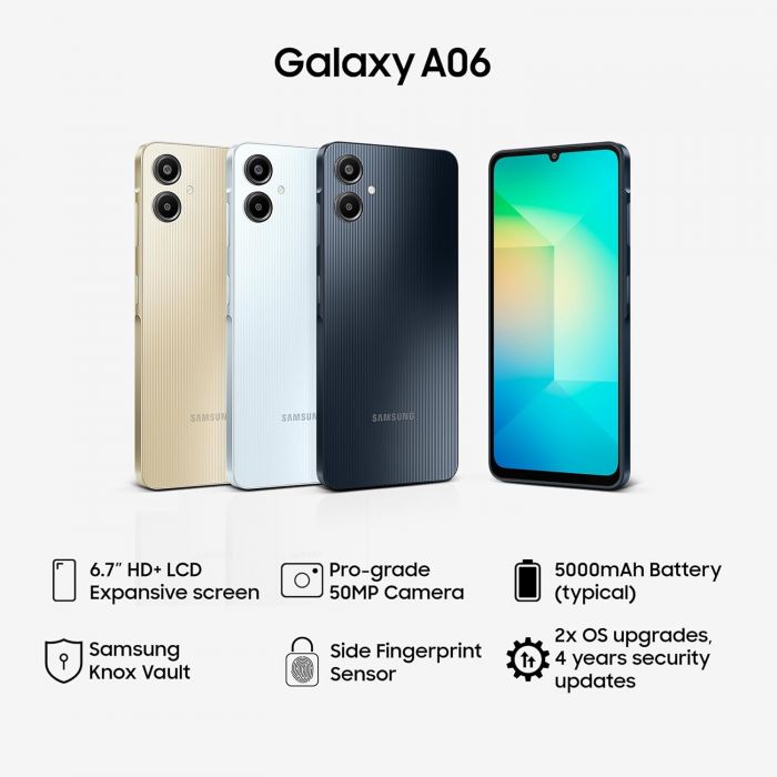 Смартфон Samsung Galaxy A06 (A065) 6.7" 4/128ГБ, 2SIM, 5000мА•год, чорний