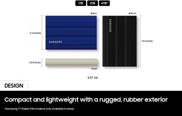 Портативний SSD Samsung 4TB USB 3.2 Gen 2 Type-C T7 Shield