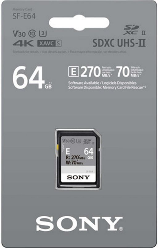 Карта пам'яті Sony SDXC   64GB C10 UHS-II U3 V30 R270/W45MB/s Entry