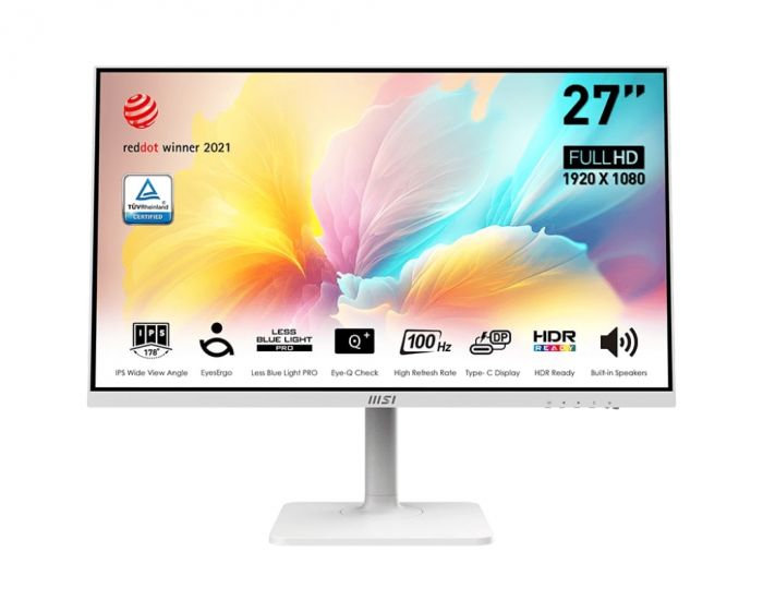 Монітор MSI 27" Modern MD2712PW HDMI, USB-C, IPS, 100Hz, 1ms, sRGB 117%, AdaptiveSync, Pivot, білий