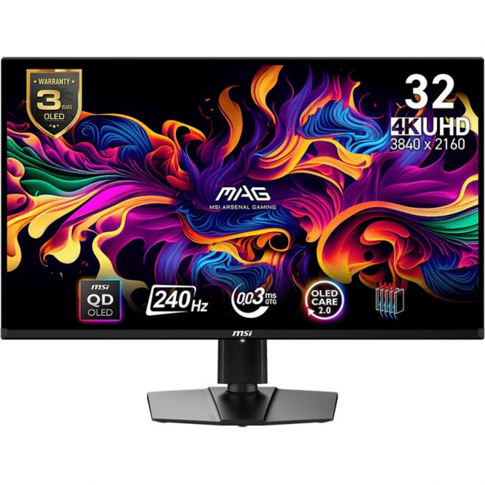 Монітор MSI 31.5" MAG 321UPX-QD 2xHDMI, DP, USB-C, Audio, OLED, 3840x2160, 240Hz, 0.03ms, DCI-P3 99%, AdaptiveSync, HAS, HDR400