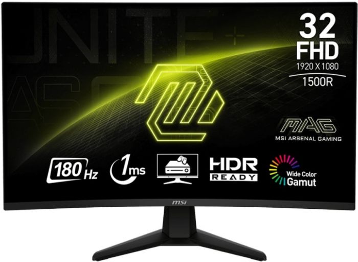 Монітор MSI 31.5" MAG 32C6 2xHDMI, DP, Audio, VA, 180Hz, 1ms, sRGB 101%, CURVED, AdaptiveSync