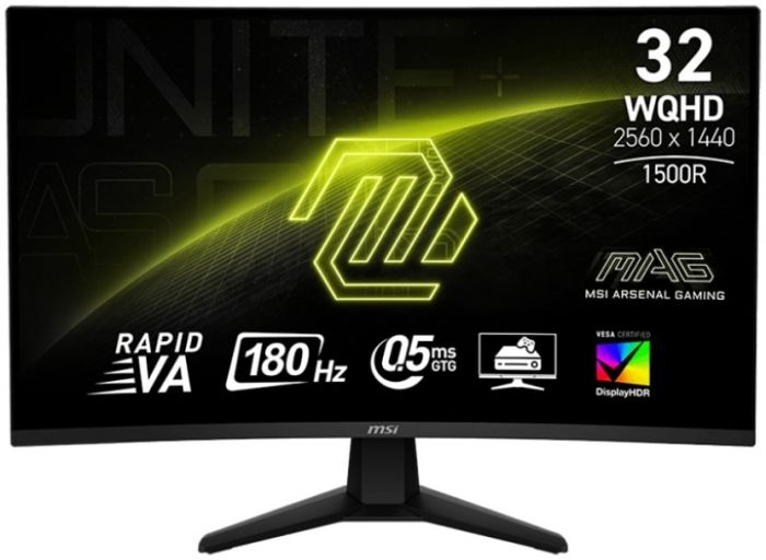 Монітор MSI 31.5" MAG 32CQ6F 2xHDMI, DP, Audio, VA, 2560x1440, 180Hz, 0.5ms, sRGB 101%, CURVED, AdaptiveSync