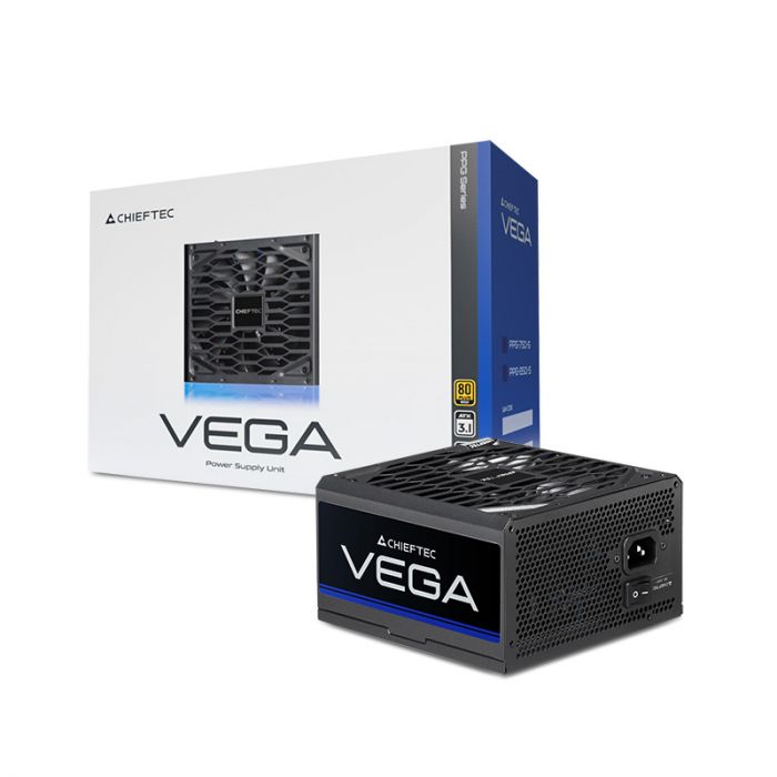 Блок живлення CHIEFTEC Vega  (750W), >90%, 80+ Gold, 135мм FDB, 1xMB 24pin(20+4), 2xCPU 8pin(4+4), 3xMolex, 6xSATA, 4xPCIe 8pin(6+2), 1xPCIe GEN5 16pin