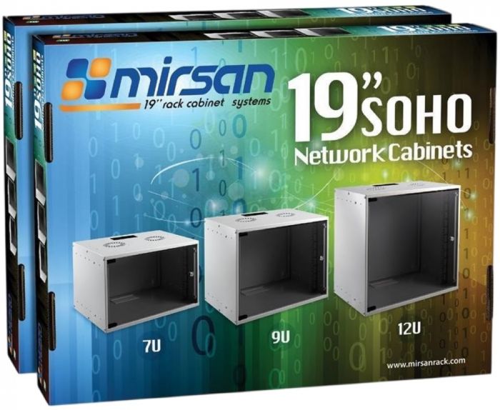 Шафа MIRSAN 19", 9U, SOHO, 535x600 мм, максимально 30 кг, сіра