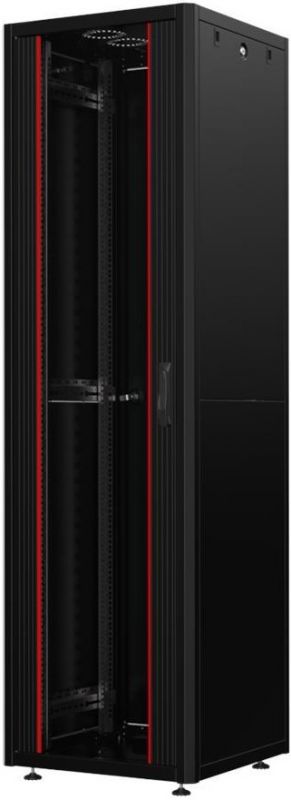 Шафа MIRSAN 19", 42U, GTN SERVER, склянні двері, 800x800 мм, максимально 1000 кг, чорна