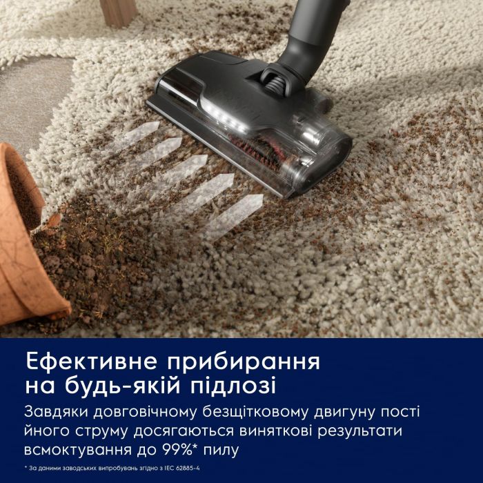 Пилосос Electrolux безпровідний, конт пил -0.4л, автон. робота до 90хв, вага-3.2кг, НЕРА12, AutoMode, BRC, 4 насадки, сірий