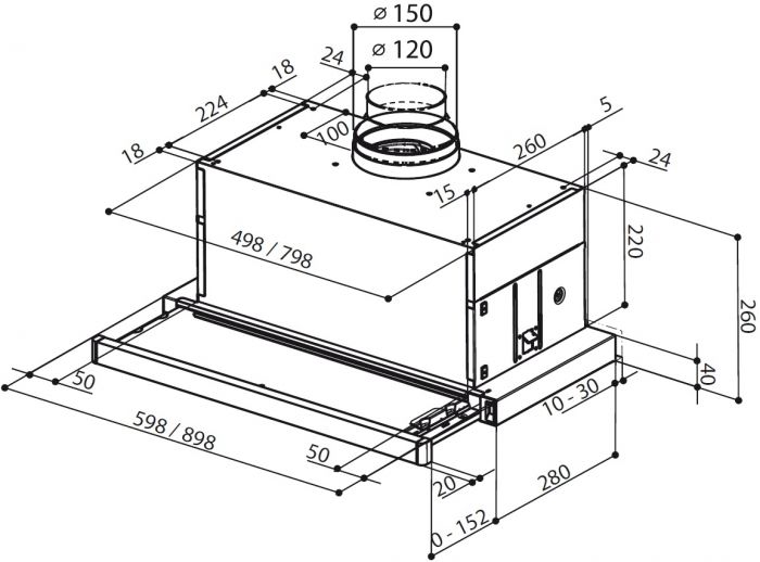 Витяжка Faber телескопічна, 90см, 1069м.куб/год, Maxima Ng Eco Ev8 Wh A90, білий