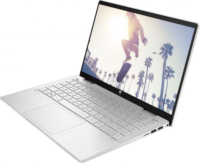 Ноутбук HP Pavilion x360 14-ek2005ua 14" FHD IPS Touch, Intel 5-120U, 16GB, F512GB, UMA, DOS, сріблястий