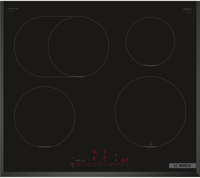 Варильна поверхня Bosch  індукційна, 60см, розширена зона, сенсор смаження PerfectFry Plus, Home Connect, чорний