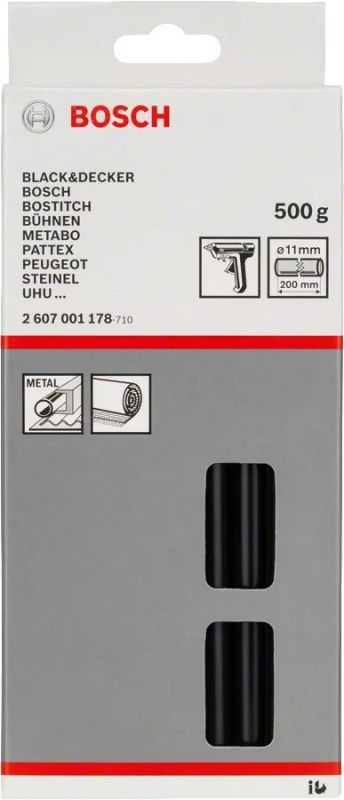 Стрижні клейові Bosch, 11х200мм, 500г, чорний