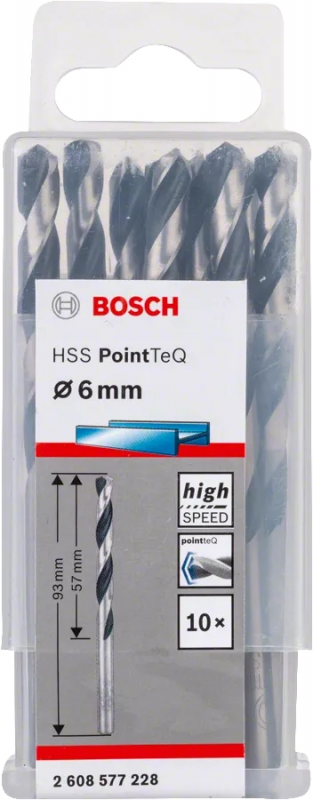 Свердло металу Bosch HSS-PointTeQ, 6х57х93мм, 10шт