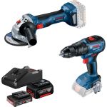 Набір із двох акумуляторних інструментів Bosch 18В шліфмашина кутова GWS180-LI дриль-шурупокрут GSB 18V-50 зарядний пристрій акб 2х4А·год Набір із двох акумуляторних інструментів Bosch 18В шліфмашина кутова GWS180-LI дриль-шурупокрут GSB 18V-50 зарядний пристрій акб 2х4А·год