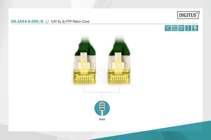 Патч-корд DIGITUS CAT 6а SF-UTP, 20м, AWG 26/7, Cu, LSZH, зелений