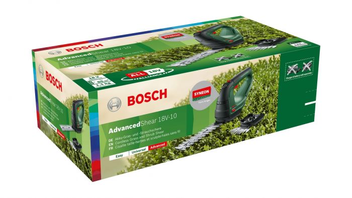 Ножиці для трави акумуляторні Bosch AdvancedShear 18В-10 + насадка кущоріз 10/20см крок різу 8мм 1.85кг