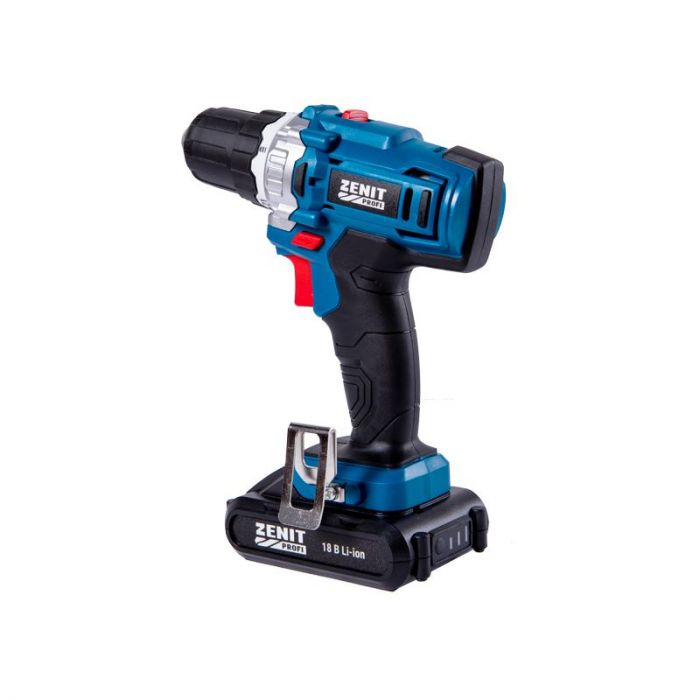 Шурупокрут-дриль акумуляторний Зеніт ЗША-18/2 Li Профі 18В 2х2А·год 27Нм 0-400·1500об/хв 1кг кейс