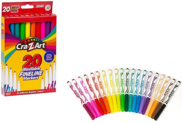 Маркери легкозмивні Cra-Z-Art тонкі кінчики, 20шт