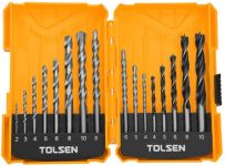 Набір свердел по дереву-металу-цеглі Tolsen, 16шт, 2-10мм, кейс