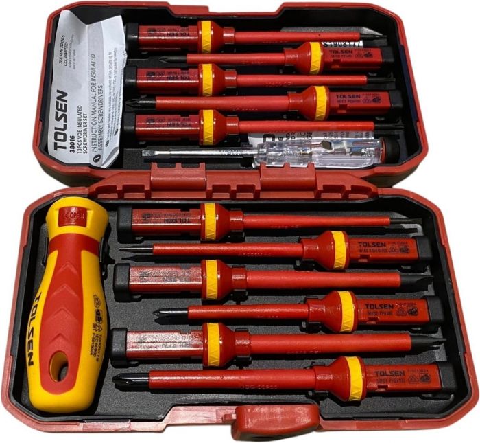 Викрутки Tolsen VDE набір 13шт, діелектричні, PH, PZ, Torx, CrV, кейс