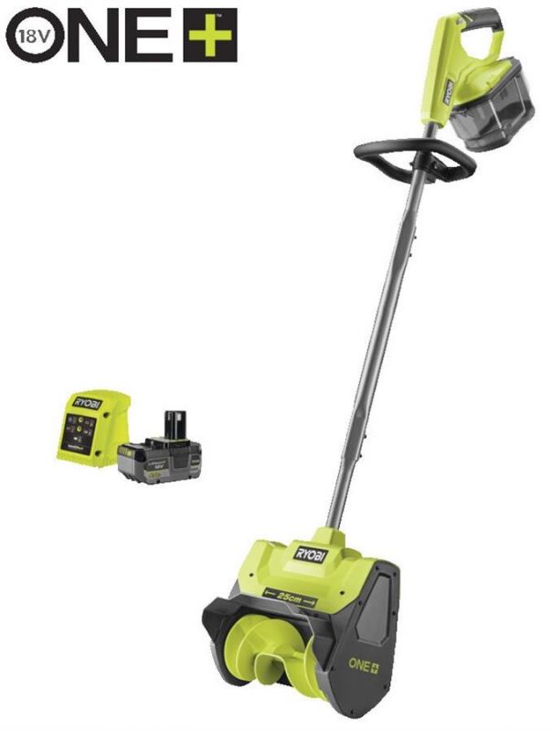 Снігоприбирач акумуляторний Ryobi ONE+ RY18ST25A-140 18В акб 1х4А·год ширина 25см викид 6м глибина 15см 5.3кг